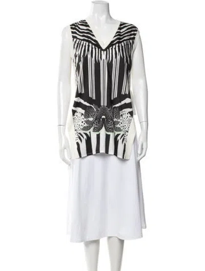 Pre-owned Just Cavalli Printed V-neck Top In White