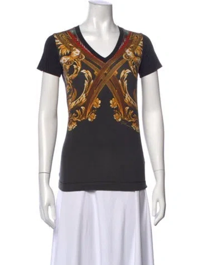 Pre-owned Just Cavalli Printed V-neck T-shirt In Black