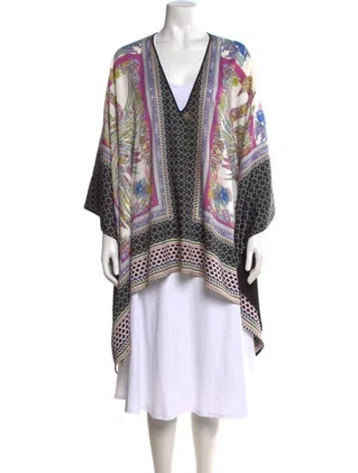 Pre-owned Just Cavalli Printed V-neck Tunic In Black