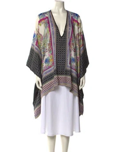 Pre-owned Just Cavalli Printed V-neck Tunic In Neutral