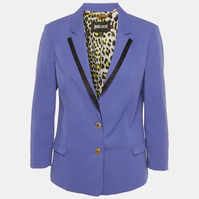 Just Cavalli Purple Crepe Tailored Blazer In Blue