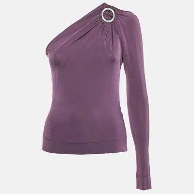 Pre-owned Just Cavalli Purple Jersey One Shoulder Top M