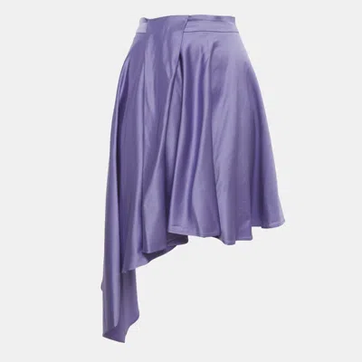 Pre-owned Just Cavalli Purple Satin Asymmetric Skirt M
