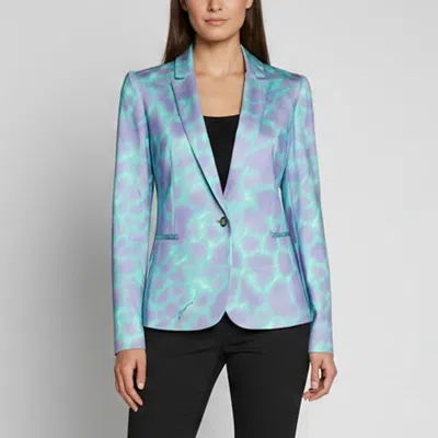 Pre-owned Just Cavalli Purple/green Animal Print Jersey Single Breasted Blazer S