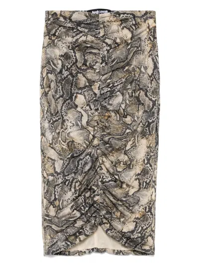 JUST CAVALLI PYTON-PRINT LUREX MIDI SKIRT