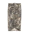 Just Cavalli Pyton-print Lurex Midi Skirt In Almond Beige