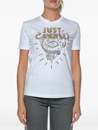 Just Cavalli R Heart Tattoo Cotton T-shirt In White