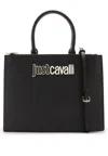 Just Cavalli Logo-lettering Faux-leather Tote Bag In Nero