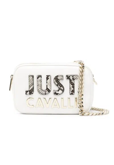 Just Cavalli Range C Bag Cut Out Logo-sketc In Bianco