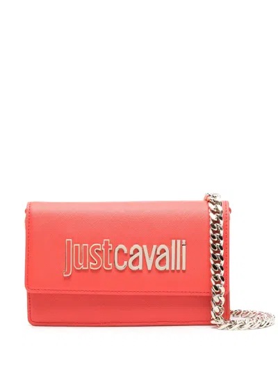 Just Cavalli Range Logo-plaque Textured Crossbody Bag In Red