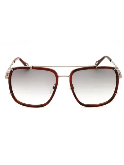 Just Cavalli Rectangular Unisex Mini Metal Sunglasses In Brown