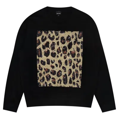 Pre-owned Just Cavalli Reversible Sequin Embroidery Sweatshirt In Black