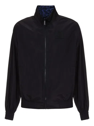 Just Cavalli Reversible Zip-up Lightweight Jacket In Black