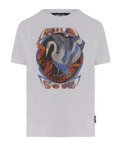 Just Cavalli Rhinestone-embellished Graphic T-shirt In Gray
