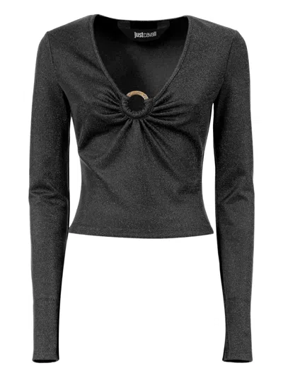 Just Cavalli Ring-detail T-shirt In Black