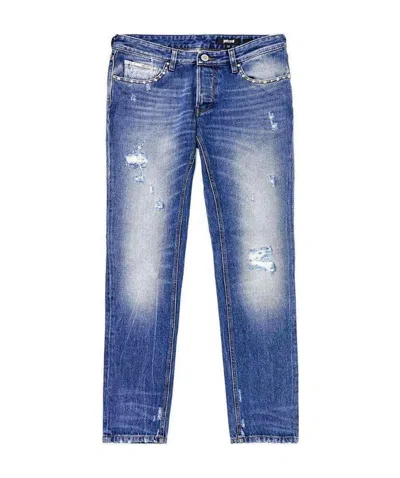 Just Cavalli Ripped Jeans With Details In Blue