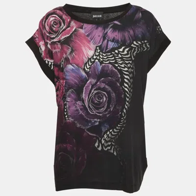 Just Cavalli Roberto Cavalli Black Floral Print Jersey T-shirt
