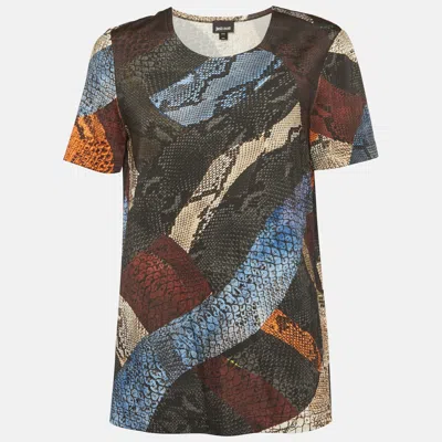 Pre-owned Just Cavalli Roberto Cavalli Multicolor Snakeskin Print Jersey T-shirt M