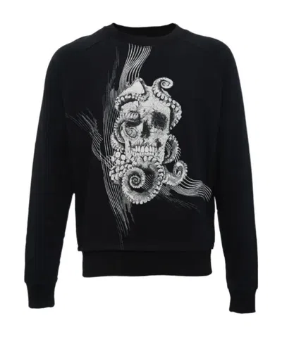 Just Cavalli Round Collar Logo Sweater In Black