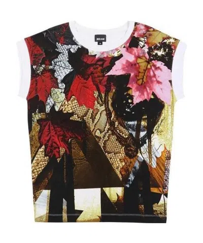 Just Cavalli Round-necked Logo T-shirt In Multicolor