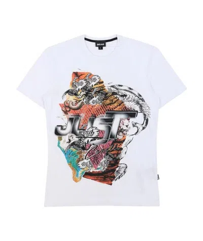 Just Cavalli Round-necked Logo T-shirt In White