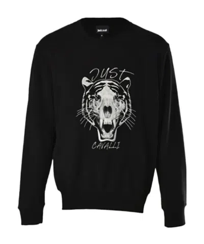 Just Cavalli Round-necked Printed Sweater In Black