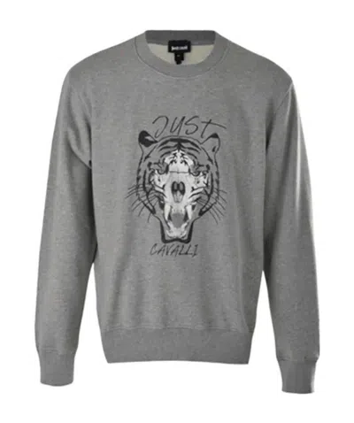 Just Cavalli Round-necked Printed Sweater In Gray