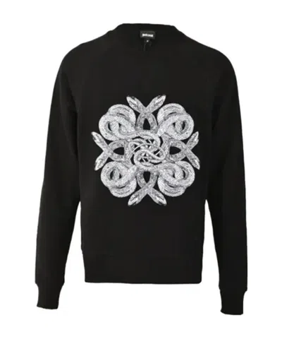 Just Cavalli Round-necked Sweater In Black