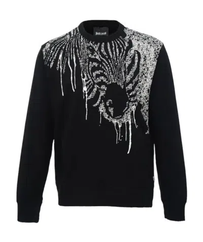 Just Cavalli Round-necked Sweater In Black