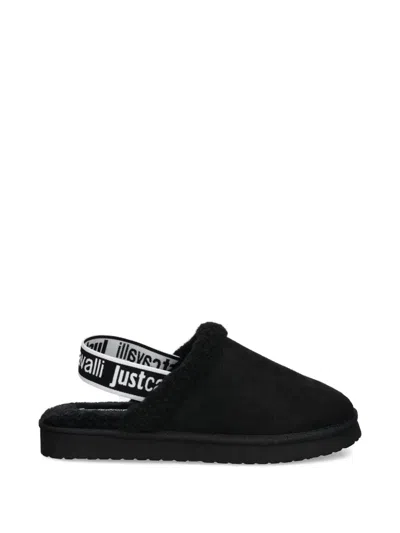 Just Cavalli Round-toe Mules In Black