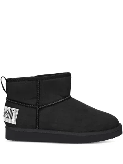 Just Cavalli Round-toe Shearling Boots In Black
