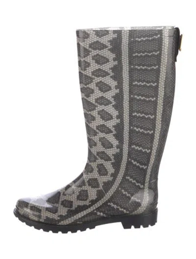Pre-owned Just Cavalli Rubber Animal Print Rain Boots In Grey