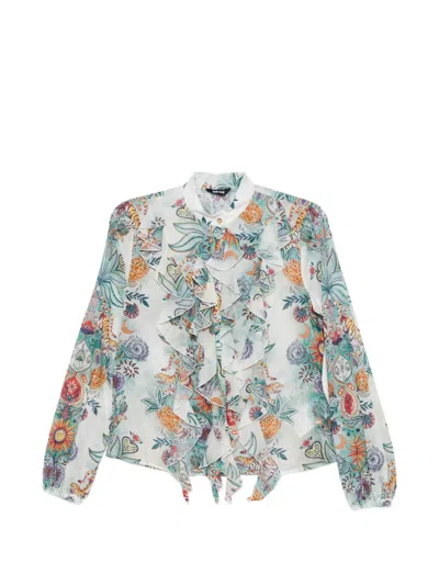 Just Cavalli Ruffled Blouse In Multi