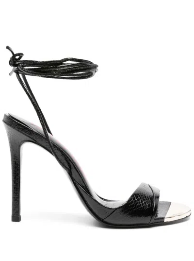 Just Cavalli 110mm Snakeskin-effect Sandals In Black