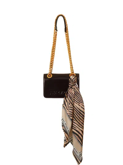 Just Cavalli Scarf-detail Logo-embossed Shoulder Bag In White
