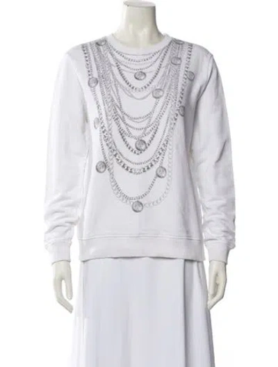 Pre-owned Just Cavalli Scoop Neck Long Sleeve Sweatshirt In White