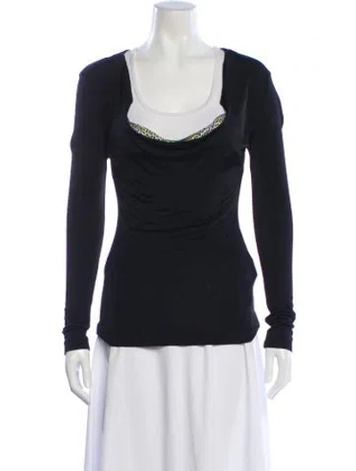 Pre-owned Just Cavalli Scoop Neck Long Sleeve Top In Blue