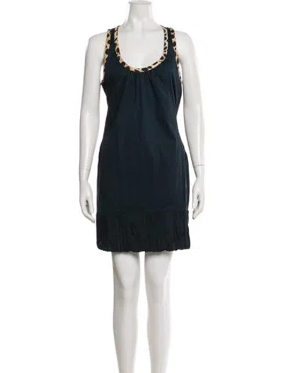 Pre-owned Just Cavalli Scoop Neck Mini Dress In Blue