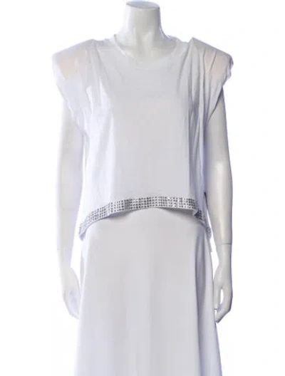 Pre-owned Just Cavalli Scoop Neck Sleeveless Crop Top In White