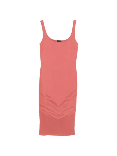 Just Cavalli Scoop-neck Perforated-detail Midi Dress In Pink