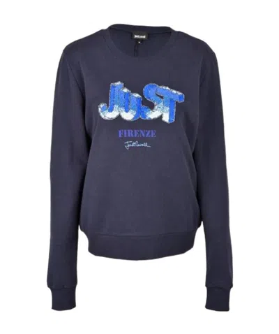 Just Cavalli Sequin Letter Logo Sweater In Black