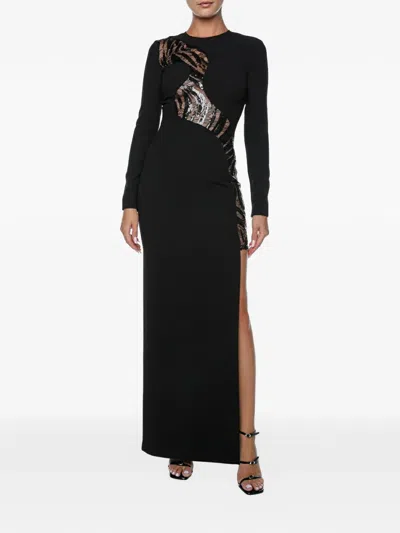 Just Cavalli Sequin-embellished Maxi Dress In Black