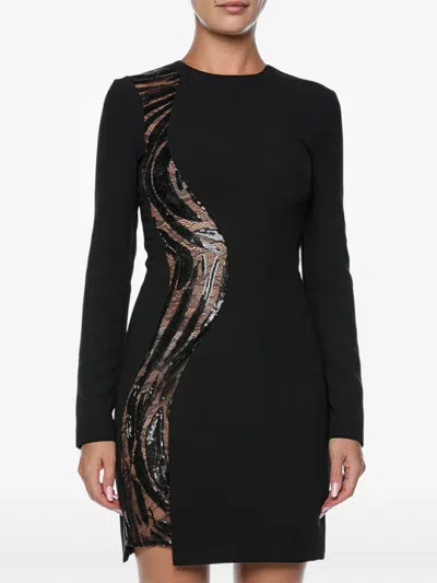 Just Cavalli Sequin-insert Mini Dress In Black