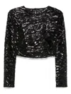 Just Cavalli Sequinned Crop Top In Black