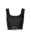 Just Cavalli Shiny Fabric Top With Snake Belt In Black