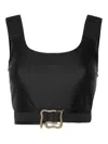 Just Cavalli Shiny Fabric Top With Snake Belt In Negro
