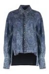 Just Cavalli Denim Shirt Featuring Asymmetrical Hem In Blue