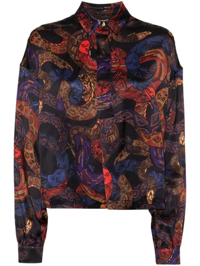 Just Cavalli Apocalypse Snake-print Button-up Shirt In Multicolour