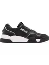 Just Cavalli Logo-print Metallic Leather Sneakers In Black