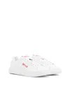 Just Cavalli Tiger Head-logo Leather Sneakers In White